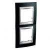 Unica Top - cover frame - 2 gangs - Rhodium Black/aluminium