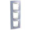 Unica Top - cover frame - 3 gangs - Beryl Blue /aluminium