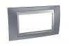 Unica Top - cover frame - 4 modules - metal grey/aluminium