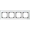 Real glass frame, 4-gang, Brilliant white